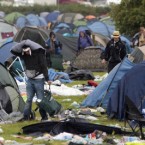 After: The last campers pack up their tents at the Electric Picnic Festival.