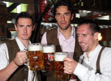 Miroslav Klose, Luca Toni and Franck Ribery at Oktoberfest last year