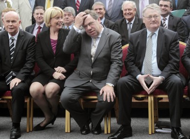 Backbench TDs look on as Brian Cowen prepares to apologise for the 'garglegate' affair in September. Finance minister Brian Lenihan has been seen in