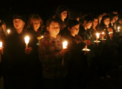 Photo dated 15 January, 2010, of a vigil outside the high school Phoebe Prince attended.