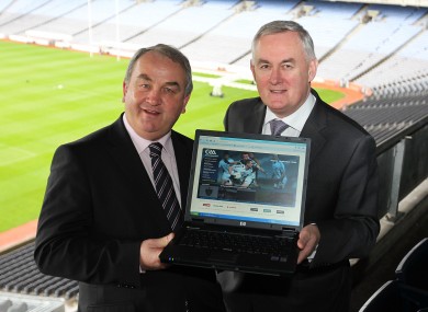 GAA president Christy Cooney (right) and his predecessor Nickey Brennan (left): the GAA has received a full apology from Servasport, a Tyrone-based company whose systems were breached.