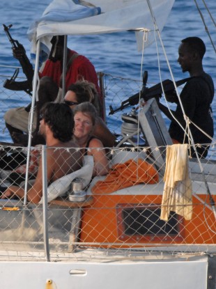 Armed pirates aboard a French yacht in 2009