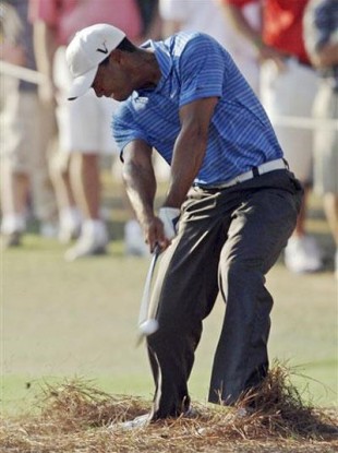 Tiger Woods: injured his knee at The Masters.