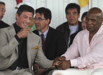 Sly Stallone and Mike Tyson at the ceremony yesterday.