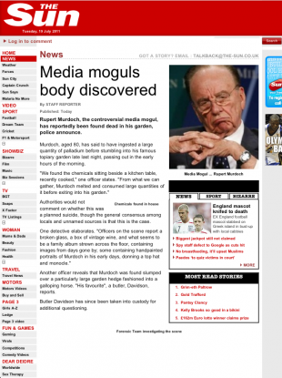 Users of sun.co.uk were redirected to this page