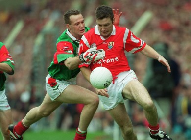 Joe Kavanagh and David Brady do battle in the 1999 All-Ireland semi-final.