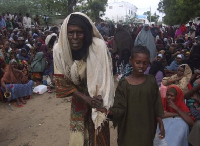 Waiting for food at a camp in Moghadishu, Somalia this week.