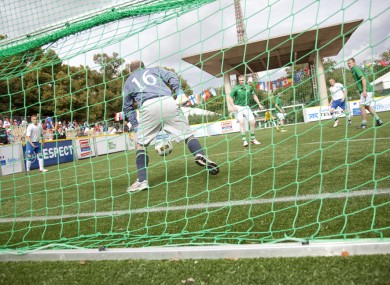 Ireland in action against England in yesterday's third-place play-off, which the Boys in Green won 10-4.