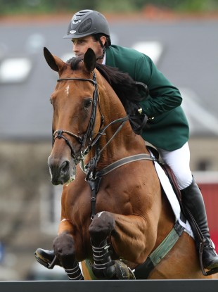 Ireland's Denis Lynch was in action during today's Nations' Cup.