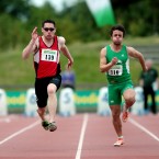 Derry's Jason Smyth, a two-time Paralympian, en route to taking gold in the 100m at the Woodie's DIY AAI National Championships in Santry. The visually-impaired strinter was later named as part of Ireland's squad for the upcoming World Championships.
