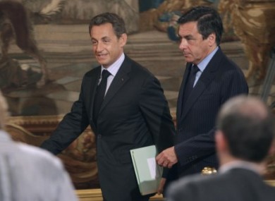French president Nicolas Sarkozy with French Prime Minister Francois Fillon