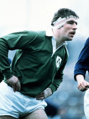 Lenihan awaits a line-out delivery during the 1982 Five Nations.