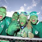 Ireland supporters make their presence felt in the stadium.