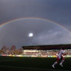 A rainbow overhead as kick off after Sean O'Brien's try.