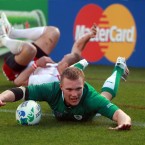 Ireland's Keith Earls celebrates his try.