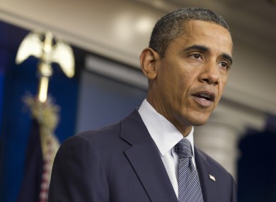 Obama in the briefing room of the White House today