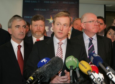 L-R: Gay Mitchell, James Reilly, Enda Kenny and Charlie Flanagan in September (File photo)