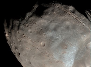 A NASA satellite image of the Martian moon Phobos released in April 2008.