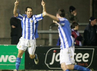 Monaghan's Declan O'Brien celebrates his goal.