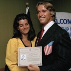 Arnold Schwarzenegger and Maria Shriver were married for 25 years when she found out that the former Governor had fathered a child with their live-in maid. 

Pictured here in happier times in September 1983 when Schwarzenegger received his US citizenship papers. 

(AP Photo/Wally Fong, File)