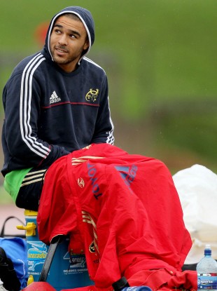 Simon Zebo sits out training in Limerick yesterday.