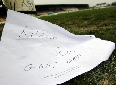 The view from Saint Conleth's Park, Newbridge where the O'Byrne Cup final was cancelled due to poor weather conditions.
