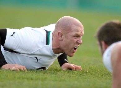 Paul O'Connell at training this morning.