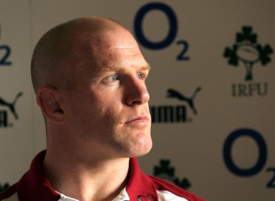Paul O'Connell faces the press at Carton House yesterday.