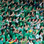 Gonzaga College fans during the Leinster Schools Senior Cup game at Donnybrook. Pic: INPHO/Lorraine O'Sullivan