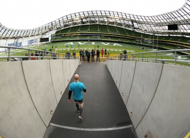Paul O'Connell walks out at the Aviva Stadium yesterday.