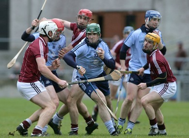 Dublin's Conor McCormack crowded out at Pearse stadium yesterday