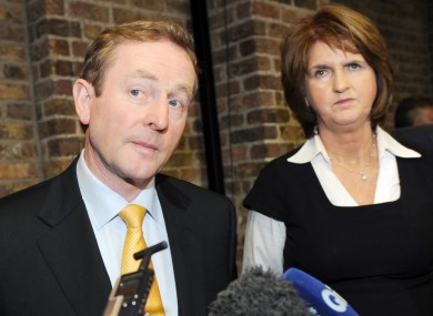 Taoiseach Enda Kenny and Social Protection Minister Joan Burton at the launch of Pathways to Work yesterday