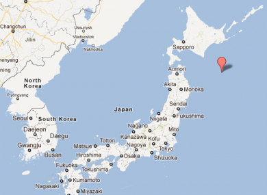 The epicentre of today's quake, around 100 miles off the coast of Japan.