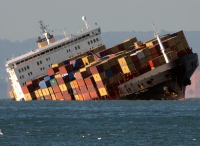 The MSC Napoli after running aground a mile off the coast of England in January 2007.