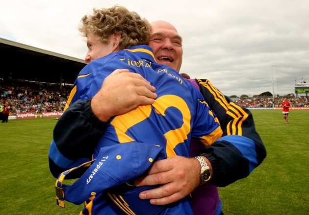 Tipperary director of football John Evans celebrates with Jason Lonergan