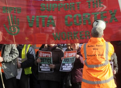A protest rally in support of the workers in Dublin