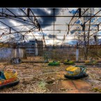 Bumper cars in the ghost town of Pripyat near Chernobyl.