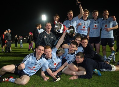 The Dublin U-21 team celebrate their win last night.