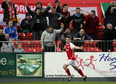 John Russell celebrates St Pat's second goal.