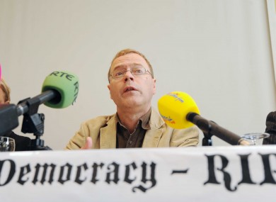 Economist Dr Andy Storey (UCD) pictured at a press conference in the Mont Clare Hotel in Dublin organised by the Campaign Against Austerity Treaty