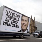 The Conservative Party criticisms rolled into town in 2010 when they displayed their new poster campaign by driving them past the Houses of Parliament in central London.(Lewis Whyld/PA images)