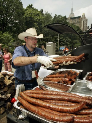 Just to clarify... you probably won't fit all these sausages on a small disposable barbecue.