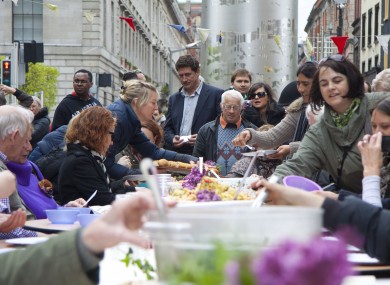 People tucking in at the launch of Street Feast 2012 in Dublin.