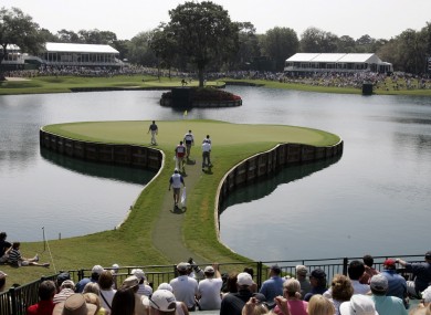 The iconic 17th hole at Sawgrass golf course.
