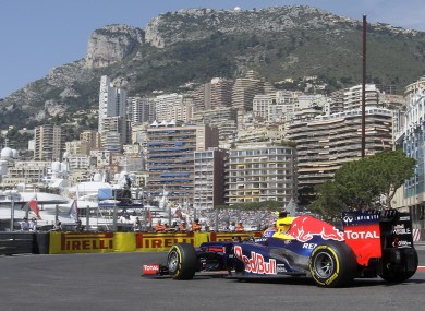 Mark Webber cruises through the street circuit in Monte Carlo.