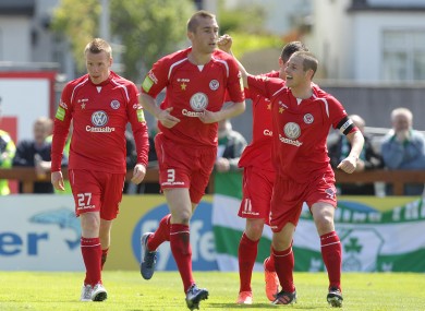 Sligo celebrate their opener.