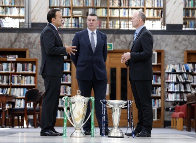 ictured at today's press conference were (L-R) Leo Varadkar, Minister for Transport, Tourism and Sport, IRFU chief executive Philip Browne and Derek McGrath ERC chief executive.