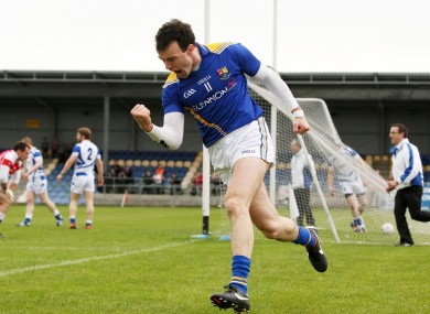 Longford's Paul Barden celebrates scoring a goal.