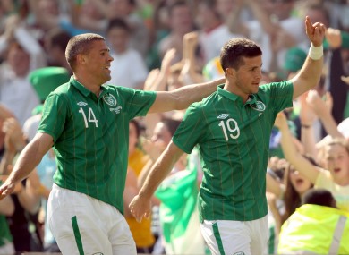 Long and Walters celebrate Ireland's winner.