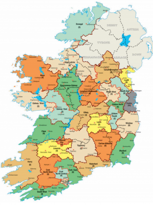 Ireland's 43 constituencies will become 40 under the new electoral regime.